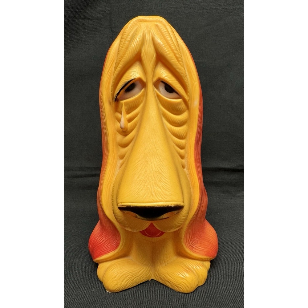 Vintage 1971 Axelrod Blow Mold Coin Bank Crying Basset Hound - Picture 2 of 12